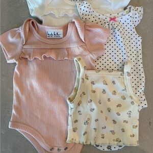 Nicole Miller Pink and Cream Bodysuits Set